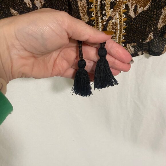 Savanna Jane Brown Snakeskin Floral Embroidered Bohemian Blouse Size S - Picture 4 of 9